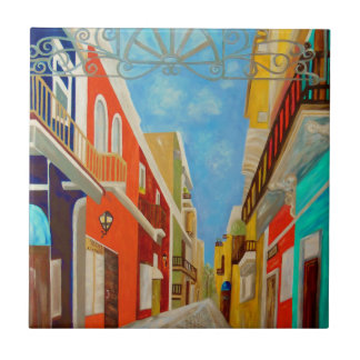 Old San Juan Fine Art Painting Ceramic Tile
