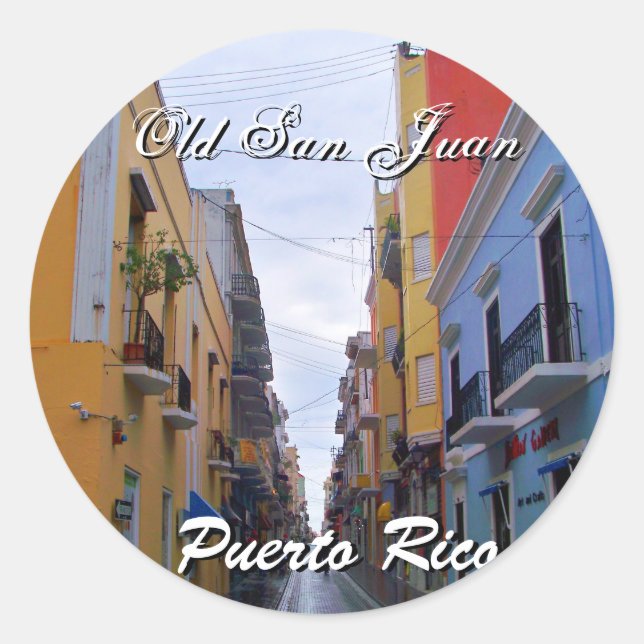 Old San Juan Puerto Rico Colourful Houses Classic Round Sticker (Front)