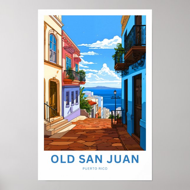 Old San Juan Puerto Rico Travel Print (Front)