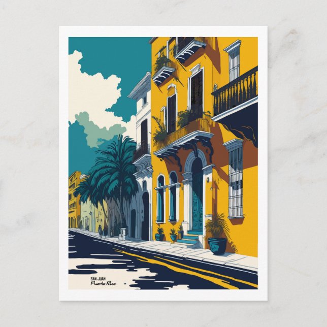 Old San Juan street Postcard (Front)
