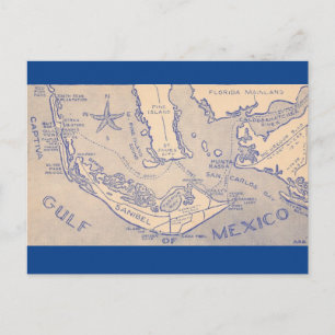 Old Sanibel and Captiva Map Postcard