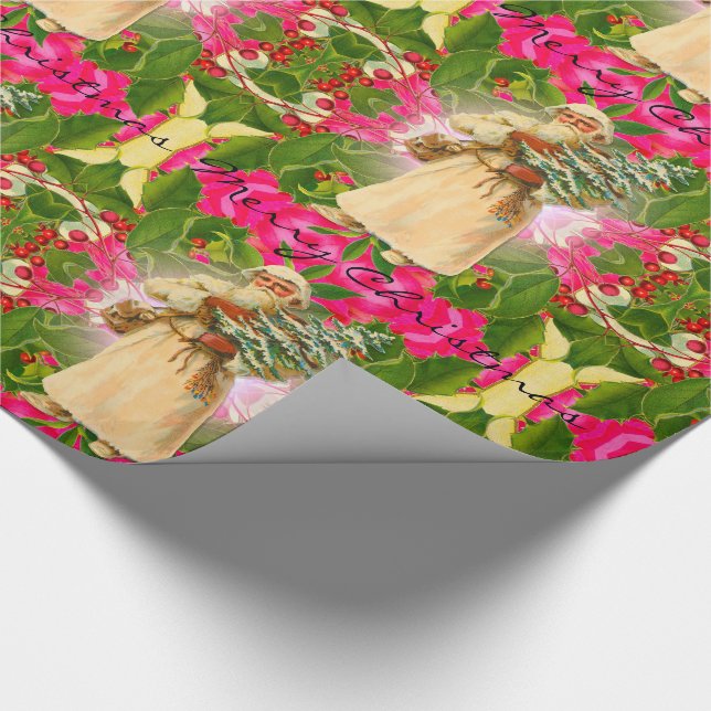 Old Santa From the Past Victorian Wrapping Paper (Corner)