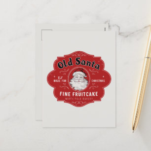 Old Santa fruitcake add message Holiday Postcard