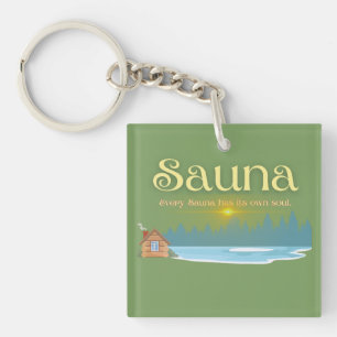 Old Sauna Saying Key Ring