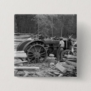 Old Sawmill Tractor, 1935 15 Cm Square Badge