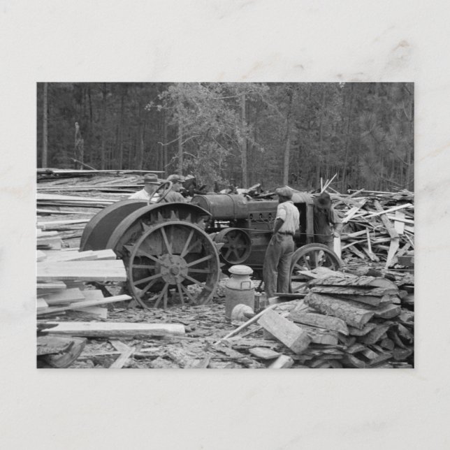Old Sawmill Tractor, 1935 Postcard (Front)
