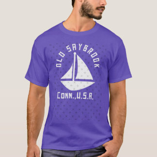 Old Saybrook Connecticut Sailing Boating White Tex T-Shirt