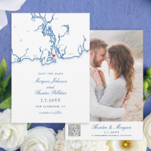 Old Saybrook CT Map Wedding QR code Save The Date