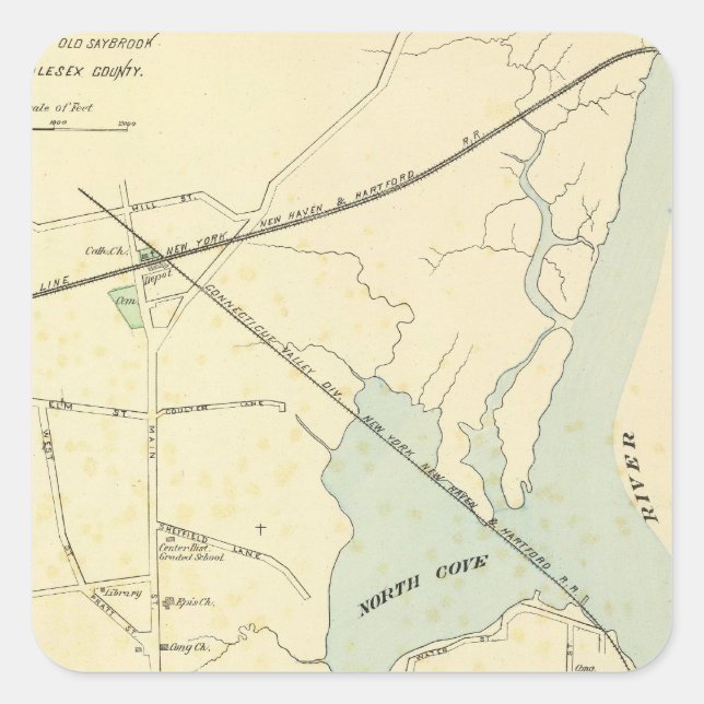 Old Saybrook Square Sticker (Front)