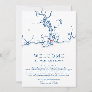 Old Saybrook Wedding Welcome Itinerary Navy Blue Thank You Card