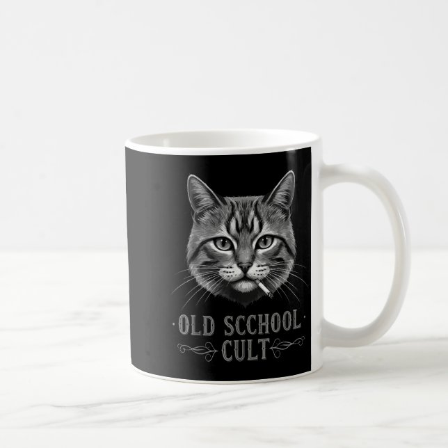Old Scchool Cult Funny Cat For Cool People And - F Coffee Mug (Right)