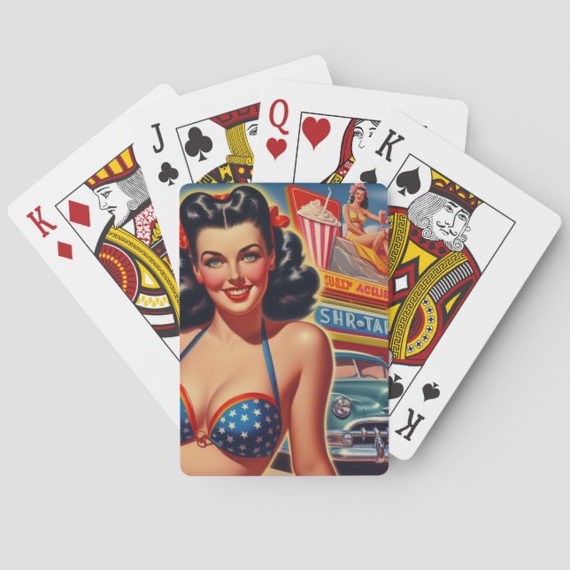 Old School 1950s Girl Playing Cards (Back)