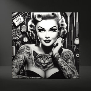 Old School Alternative Tattooed Girl Ceramic Tile
