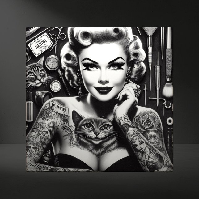 Old School Alternative Tattooed Girl Ceramic Tile (Creator Uploaded)