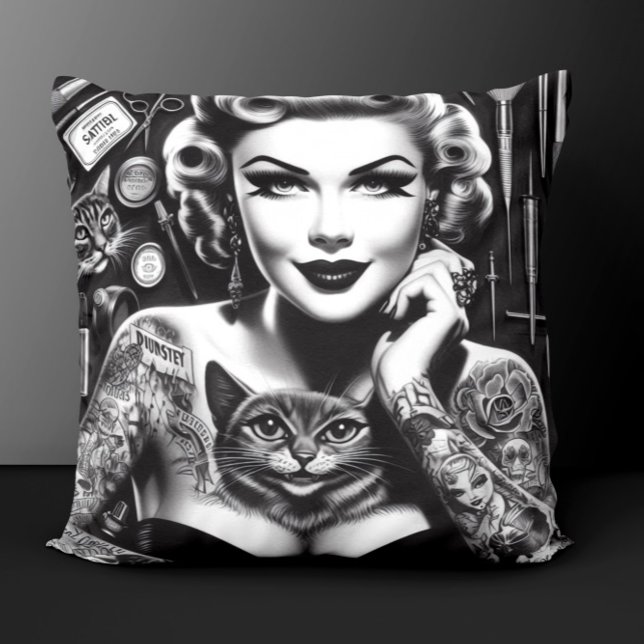 Old School Alternative Tattooed Girl Cushion (Creator Uploaded)