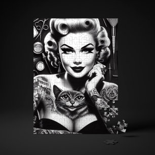 Old School Alternative Tattooed Girl Jigsaw Puzzle