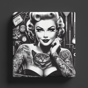 Old School Alternative Tattooed Girl Stone Coaster