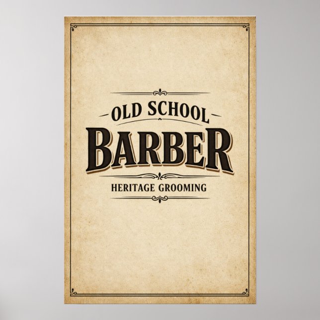 Old School Barber Heritage Typography Poster (Front)