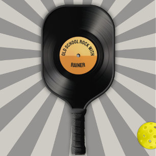 Old School Black Vinyl Record Phonograph Pickleball Paddle