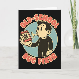 Old School Bug Fixer Retro Arcade Gamer Vintage 80 Card