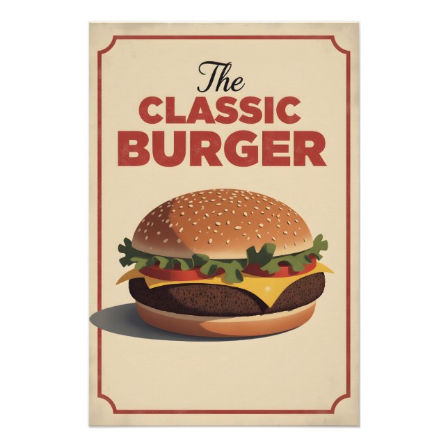 Old-School Burger Poster – Retro Food Wall Art (Front)