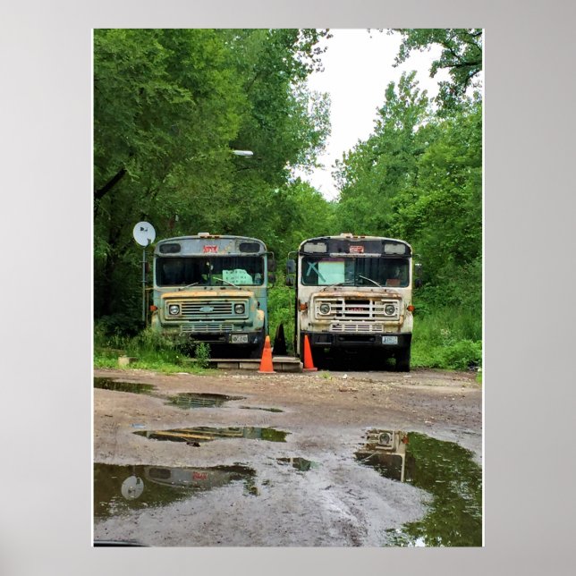 Old School Buses Photo Poster (Front)