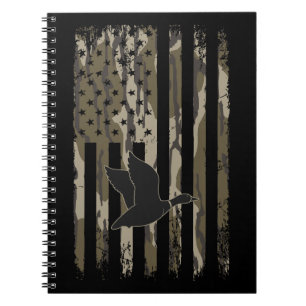 Old School Camo Duck Hunting American USA Flag Notebook