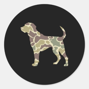 Old School Camo Hunting Dog  Classic Round Sticker