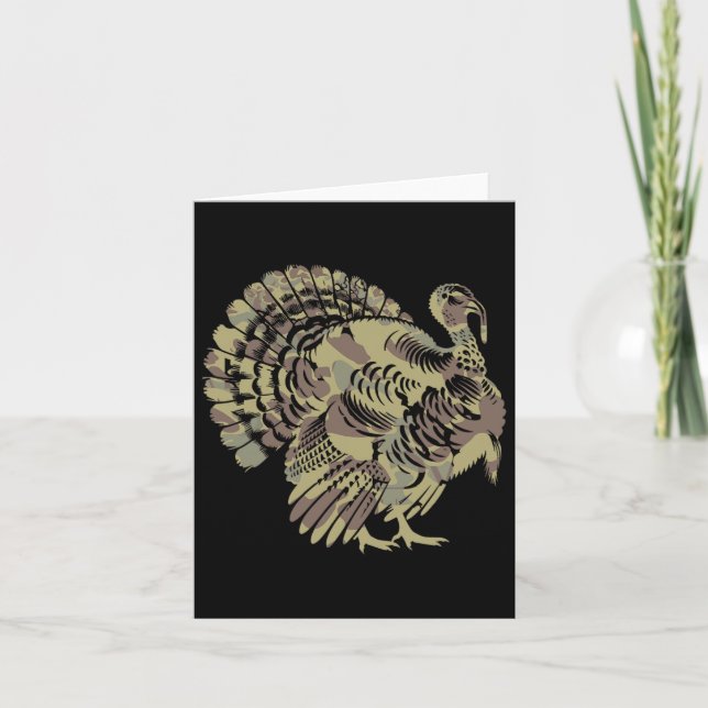 Old School Camo Turkey Hunting Thankgiving Gift  Card (Front)