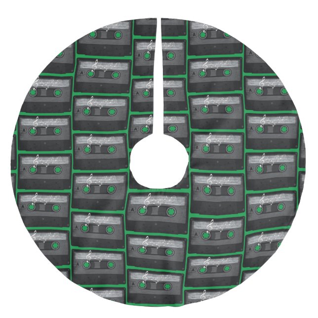 Old School Cassette distressed Brushed Polyester Tree Skirt (Front)