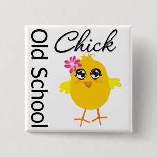 Old School Chick 15 Cm Square Badge