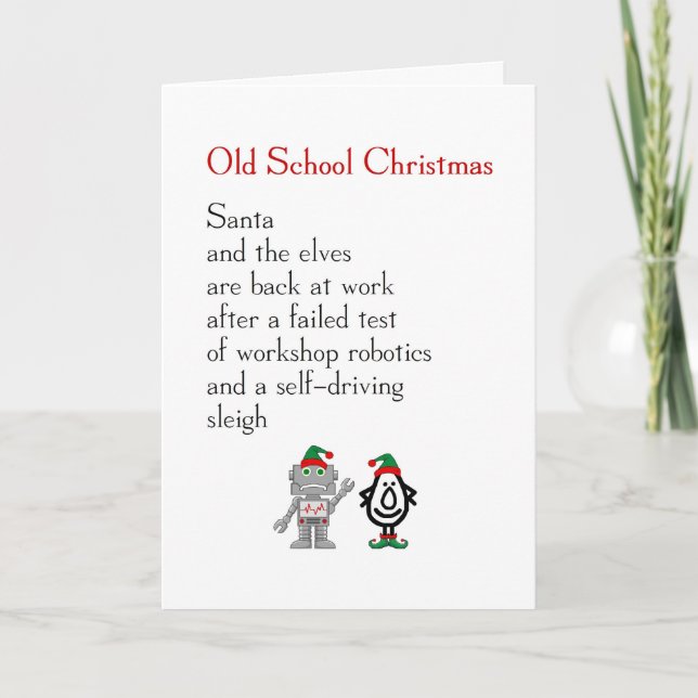 Old School Christmas - funny Merry Christmas poem Holiday Card (Front)