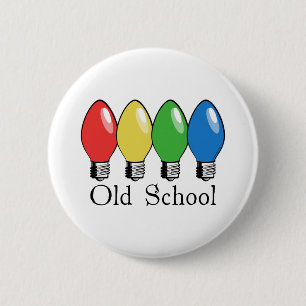 Old School Christmas Tree Lights 6 Cm Round Badge