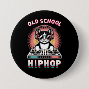 Old School Cool Cat DJ 7.5 Cm Round Badge