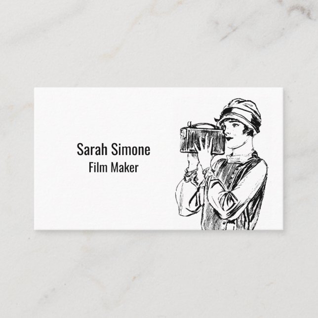 Old School Cool Videographer Business Card (Front)