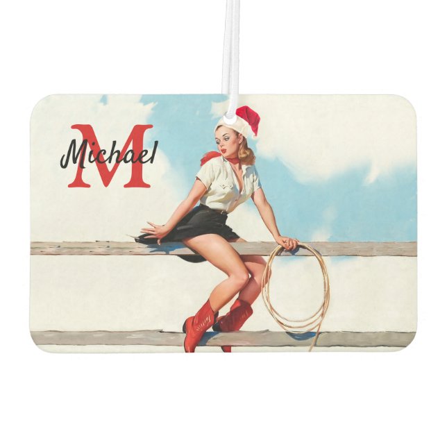 Old School Cowgirl Christmas Gift For Him Car Air Freshener (Back)