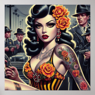 Old School Cute Goth Girl Poster