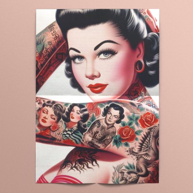 Old School Cute Tattoo Pin-up Tissue Paper (Creator Uploaded)