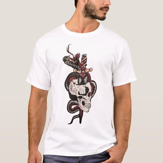 old school dagger tattoo crane T-Shirt (Front)