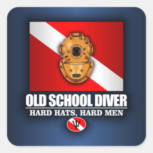 Old School Diver Square Sticker