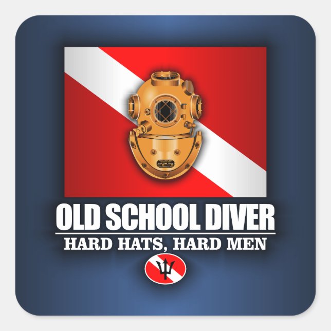 Old School Diver Square Sticker (Front)