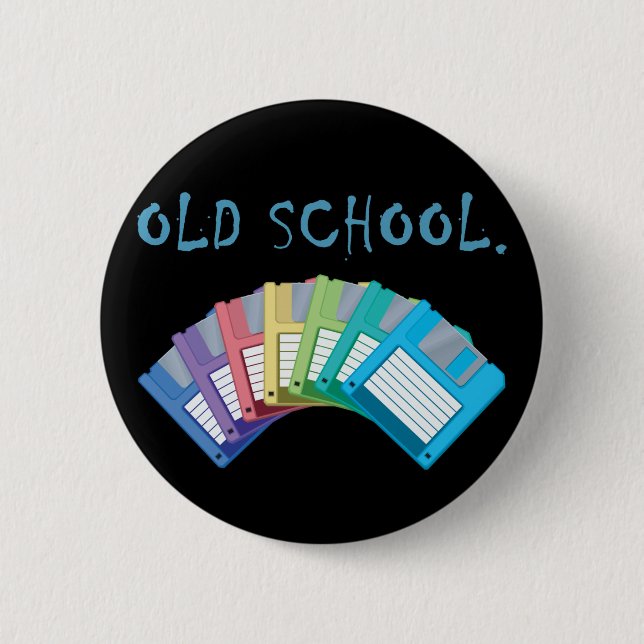 old school floppy discs 6 cm round badge (Front)