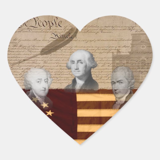 OLD SCHOOL FOUNDING FATHERS HEART STICKER (Front)