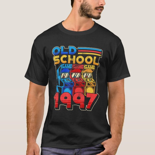 Old School Gamer Birthday 1997 Retro Arcade Game M T-Shirt (Front)