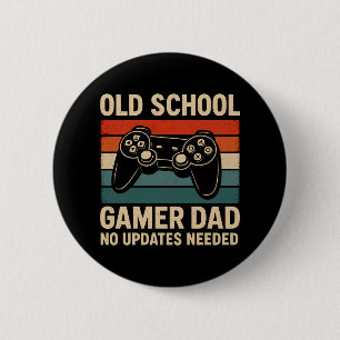 Old School Gamer Dad Retro Controller  6 Cm Round Badge