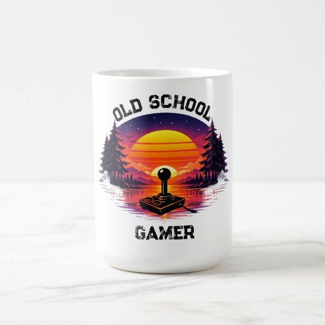 Old School Gamer Retro Beach Art Coffee Mug (Center)