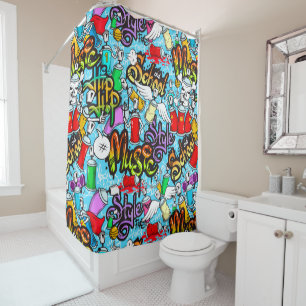 Old School Graffitti Shower Curtain