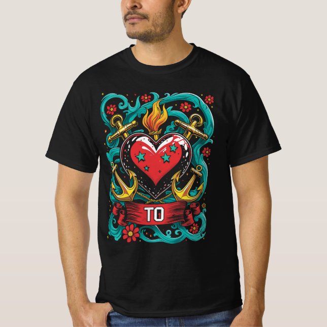 Old School Heart Anchor Tattoo Tee (Front)