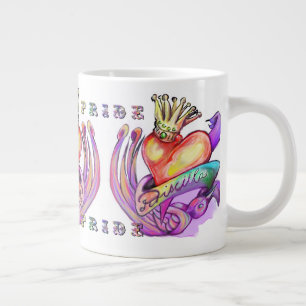 Old school heart tattoo and pride  large coffee mug