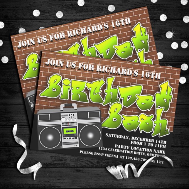 Old School Hip Hop Birthday Invitations (Creator Uploaded)